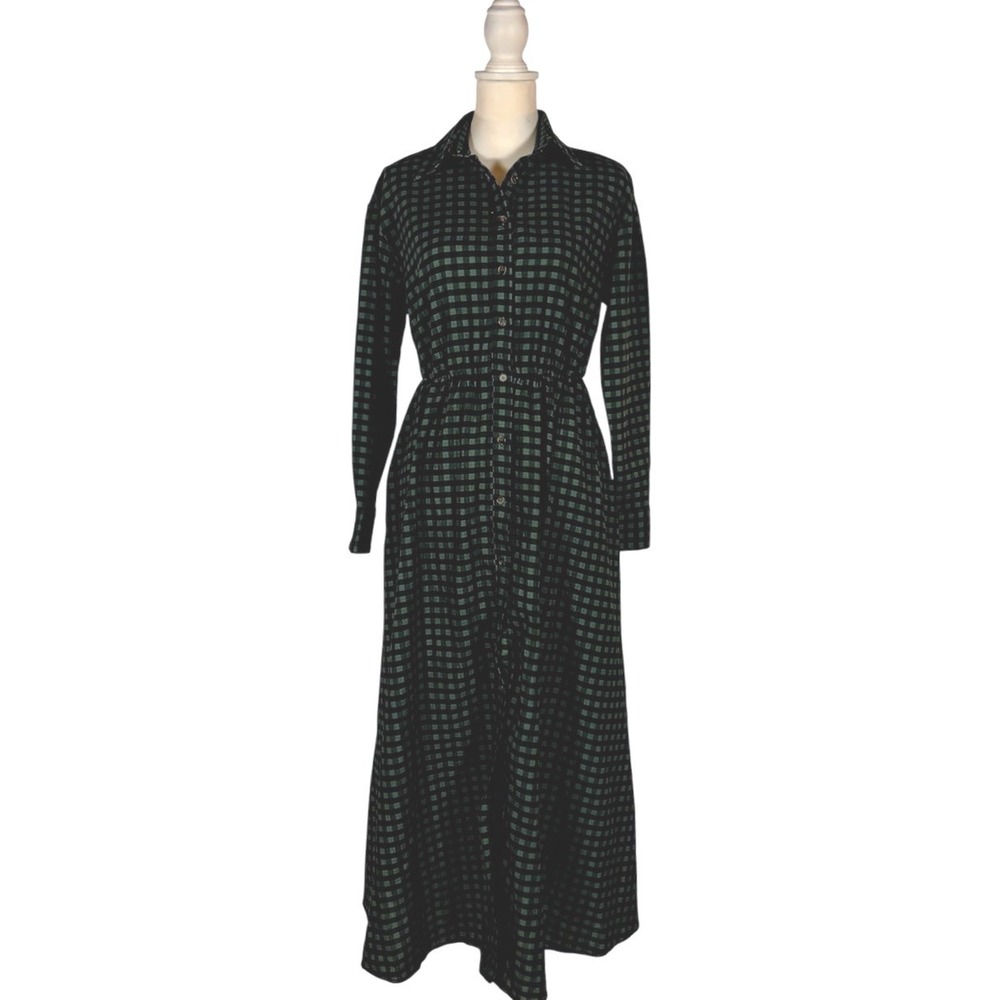 Modesees Gingham Shirt Dress Women's XS NWT Long Sleeve Maxi Cottagecore Prairie